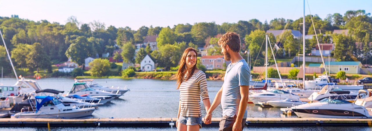 Couple strolling the Confederation Trail in Prince Edward Island