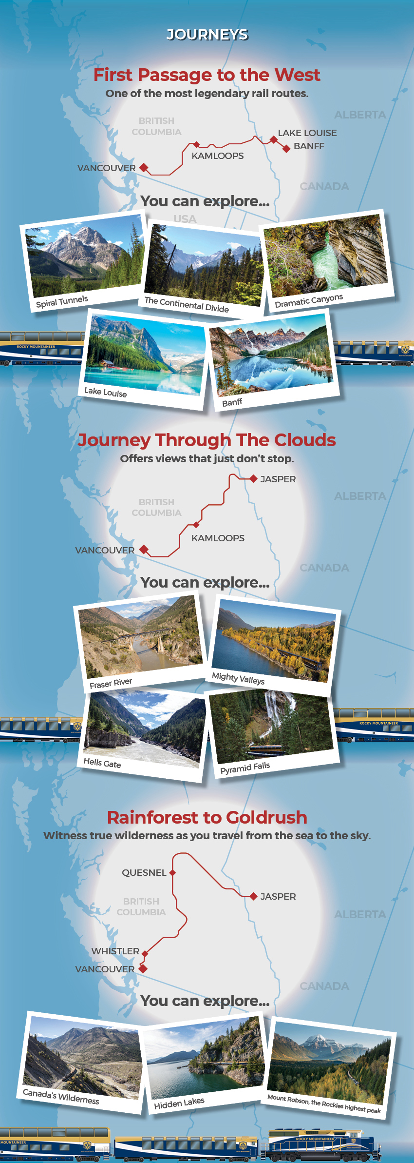 Rocky Mountaineer routes infographic