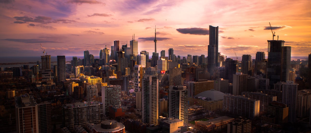 Toronto skyline at sunset