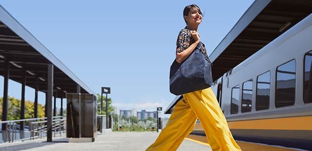 Boarding VIA Rail train